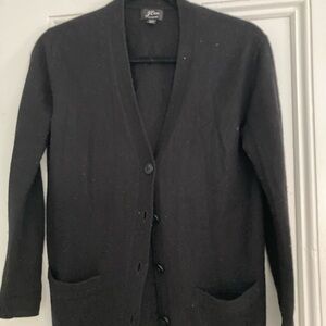 J. Crew Cashmere Boyfriend Cardigan, Black, XXS